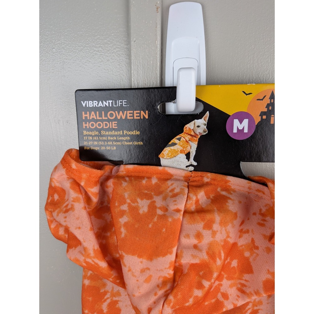 Vibrant Life Halloween Dog Hoodie Orange Tie Dye Pumpkin Jack-O-Lantern Size M - Picture 3 of 5
